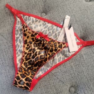 Agent Provocateur Silk Leopard Print  Ouvert Heart Shaped Peekaboo Brief Size 4